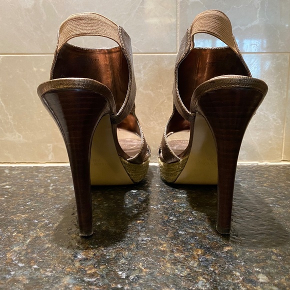 Nine West Mix It Up heels metallic open toe Platform sandal 7.5N - Picture 7 of 9